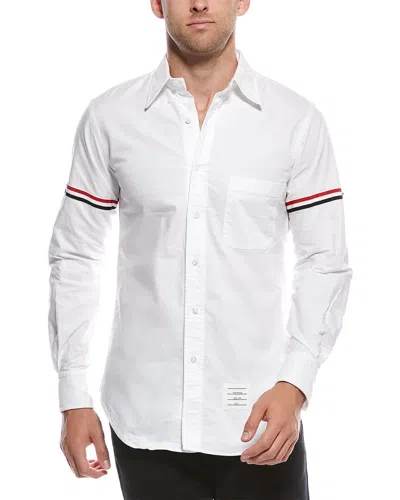 Thom Browne Cotton Shirt With Grosgrain Stripes And Timeless Silhouette In White