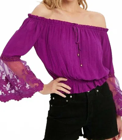 Bluivy Bell Sleeve Off Shoulder Top In Orchid Magenta In Multi