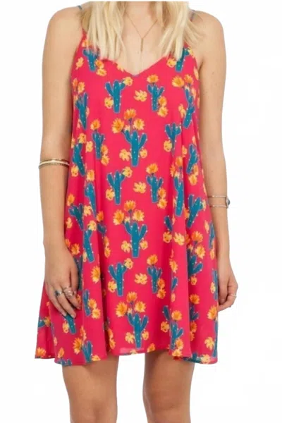 Peach Love Cactus Swing Mini Dress In Fuchsia In Multi