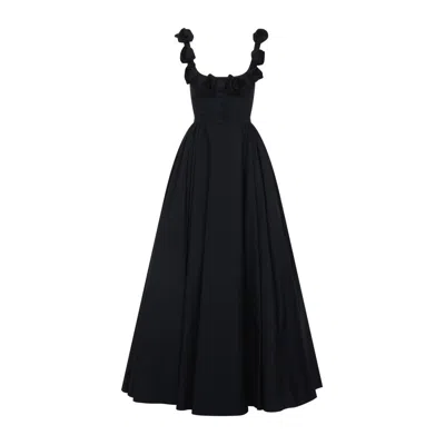 Giambattista Valli Floral Applique Midi Dress In Black