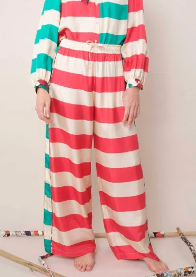 La Prestic Ouiston Ring Se Wide Leg Pants In Mix Raye Polo Fuschia In Multi