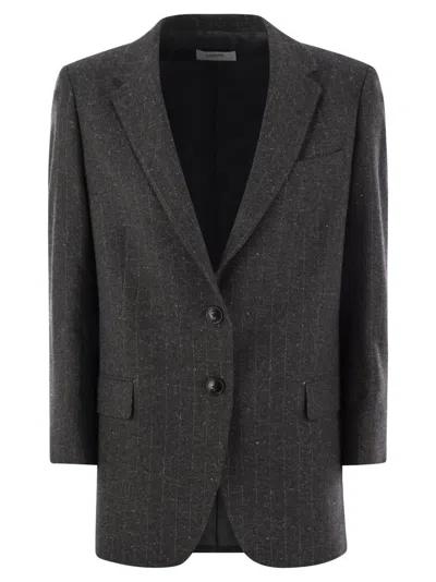 Saulina Antonia - Single-breasted Jacket In Wool Blend In Gray