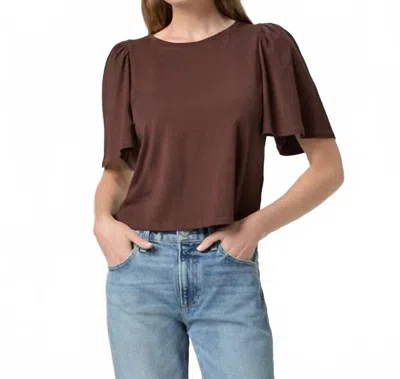 Paige Sigrid Puff Sleeve Tee In Brown