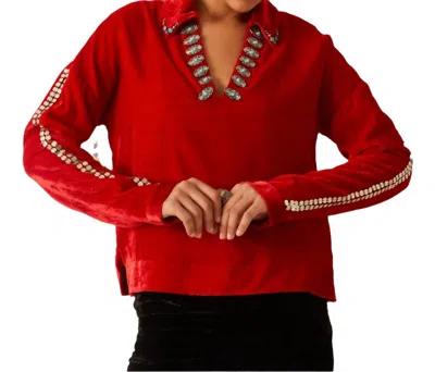 Alix Of Bohemia Dylan Ruby Velvet Tunic Top In Ruby Red In Red