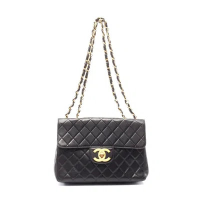 Pre-owned Chanel Lambskin Single Flap Shoulder Bag Black