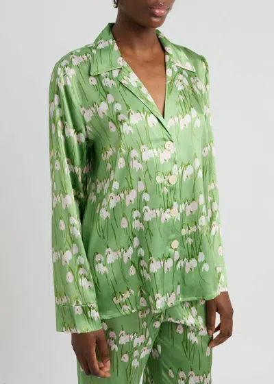Bernadette Louis Floral-print Pyjama Shirt In Green In Green