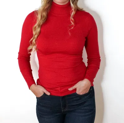 Ronnie Salloway & Company Solid Color Turtleneck Sweater In Red In Red