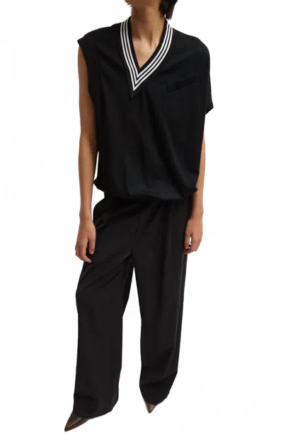 Tibi Wool Jersey Tennis Vest In Black In Black