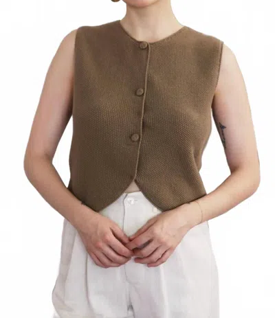 Rosevelvet Lola Pima Cotton Vest In Bark In Brown