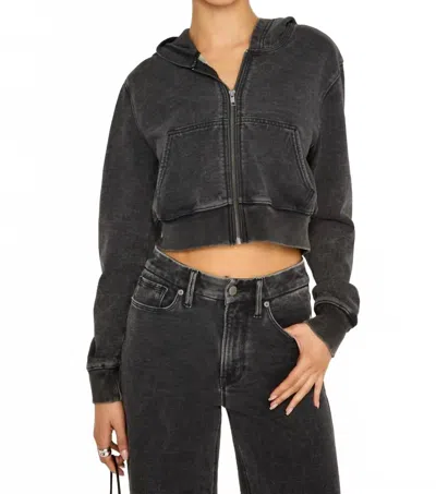 Good American Jeanius Cropped Hooded Cotton Sweatshirt In Black