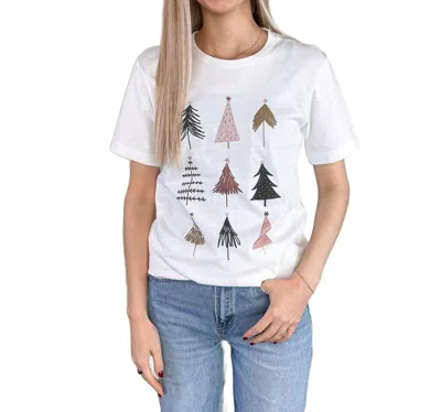 Kissed Apparel Colorful Christmas Trees Graphic Tee In White In White