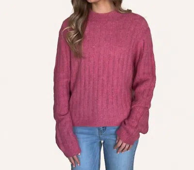 Hem & Thread Mock Neck Sweater In Pink In Pink