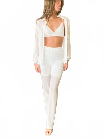 N.1 La Sparkle & Shine Wide Leg Trousers In White In White