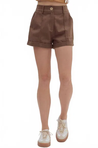 Entro Colored Cuff Shorts In Mocha In Brown