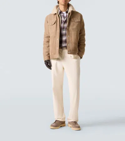 Brioni Checked Cotton Flannel Shirt In Brown