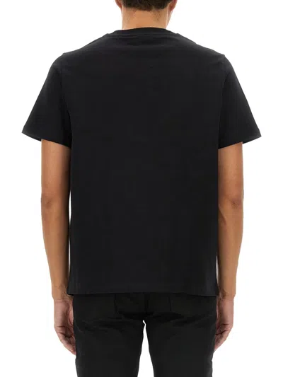Apc A.p.c. Men Black Crewneck T-shirt With Logo Embroidered On The Front In Cotton Man In Black