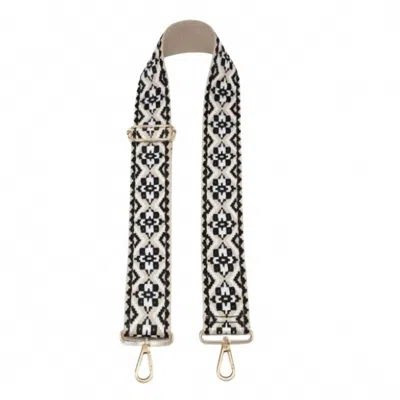Jen & Co. Women's Tribal Tapestry Woven Purse Guitar Crossbody Adjustable Strap In Black White Tan In Multi