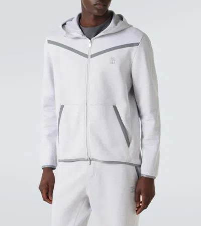 Brunello Cucinelli Stylish Hoodie Logo Design In Gray