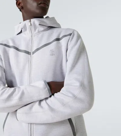 Brunello Cucinelli Stylish Hoodie Logo Design In Gray