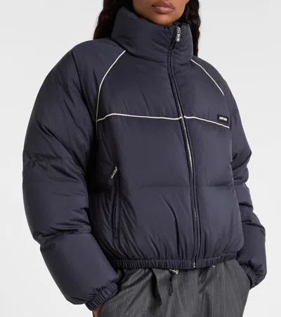 Miu Miu Technical Down Jacket In Blue