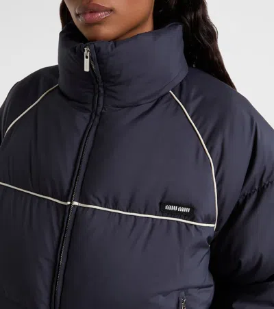 Miu Miu Technical Down Jacket In Blue
