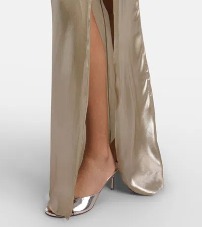 Galvan Ized Strapless Metallic Satin Gown In Neutral