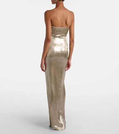 Galvan Ized Strapless Metallic Satin Gown In Neutral
