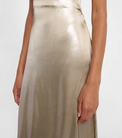Galvan Ized Strapless Metallic Satin Gown In Neutral