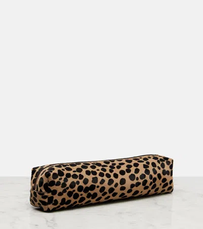 Khaite Kyle Leopard Print Genuine Calf Hair Pencil Case In Multi