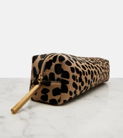 Khaite Kyle Leopard Print Genuine Calf Hair Pencil Case In Multi
