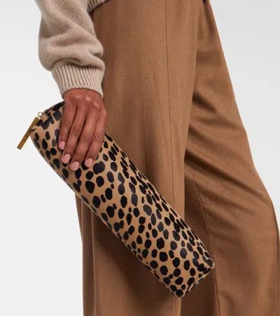 Khaite Kyle Leopard Print Genuine Calf Hair Pencil Case In Multi