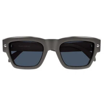 Alexander Mcqueen Engraved-logo Arm Sunglasses In Blue