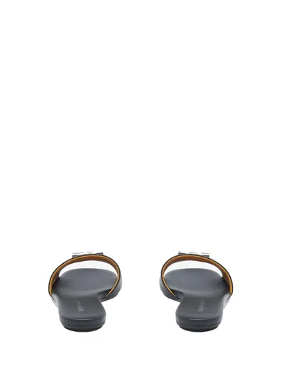 Alexander Mcqueen Open-toe Black Sandals With Metallic Accent In Black