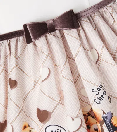 Monnalisa Cotton Teddy Bear Dress In White