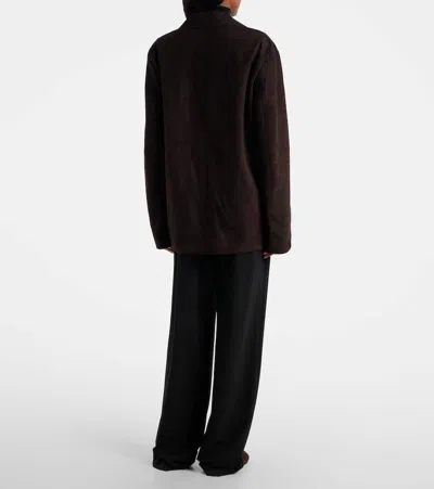 The Row Fabian Suede Single-breasted Jacket In Brown