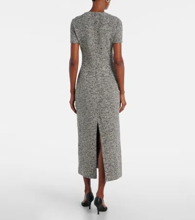 Oscar De La Renta Boucle Jersey Tweed Midi Day Dress In Gray