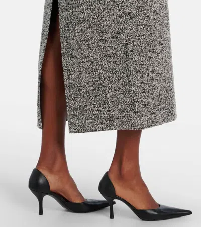 Oscar De La Renta Boucle Jersey Tweed Midi Day Dress In Gray