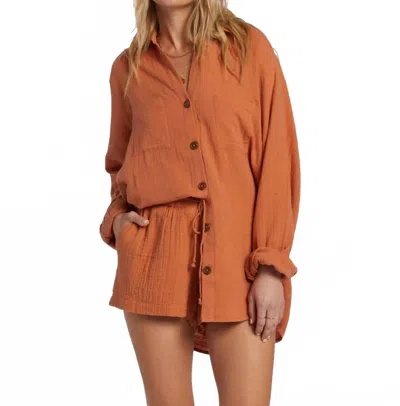 Billabong Swell Blouse In Rust In Brown