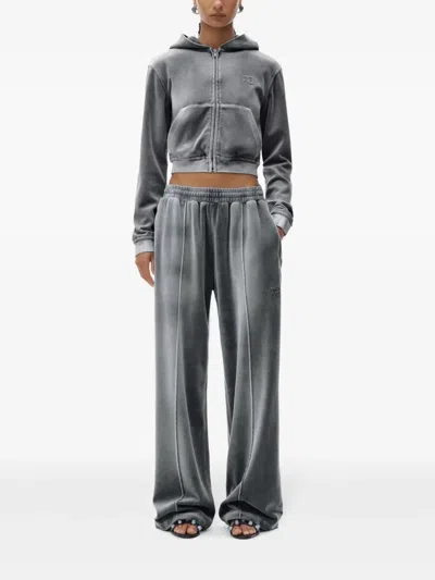 Alexander Wang Embossed-logo Track Pants Washed Feather In Gray