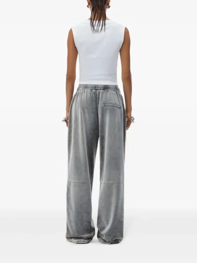 Alexander Wang Embossed-logo Track Pants Washed Feather In Gray