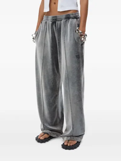 Alexander Wang Embossed-logo Track Pants Washed Feather In Gray