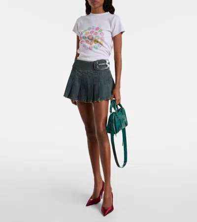 Balenciaga Mini Le City Crinkle Leather Top Handle Bag In Green