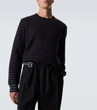 Loewe Striped Logo-embroidered Sweater In Black