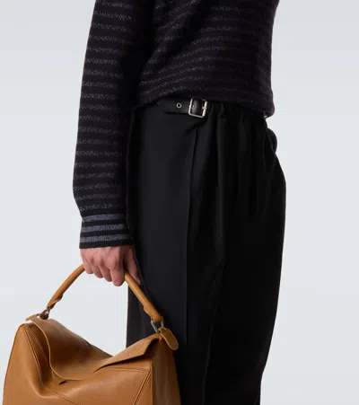 Loewe Striped Logo-embroidered Sweater In Black