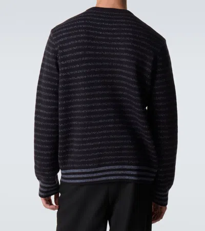 Loewe Striped Logo-embroidered Sweater In Black