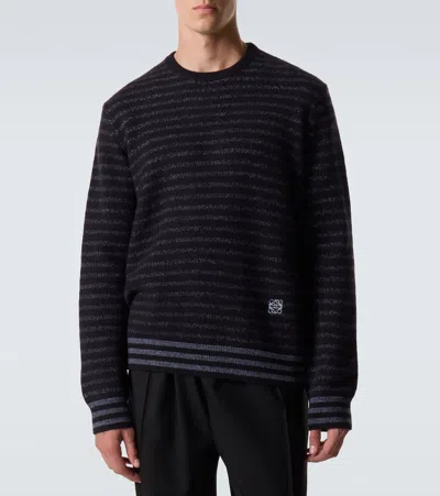 Loewe Striped Logo-embroidered Sweater In Black