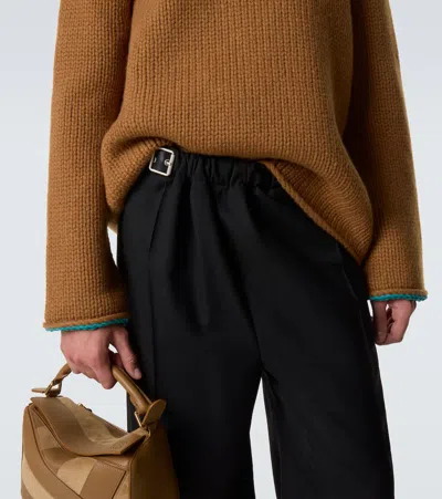 Loewe Mens Tan Turtleneck Knitted Wool Sweater In Brown