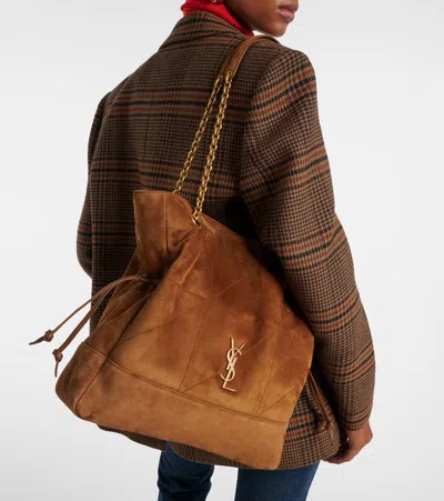 Saint Laurent Jamie 4.3 Medium Drawstring Suede Shoulder Bag In Brown