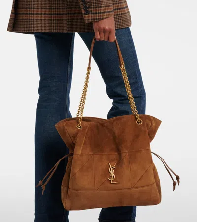 Saint Laurent Jamie 4.3 Medium Drawstring Suede Shoulder Bag In Brown