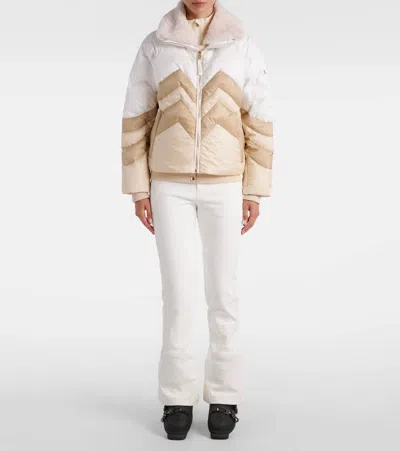 Bogner Valea Chevron-pattern Quilted Ski Jacket In White